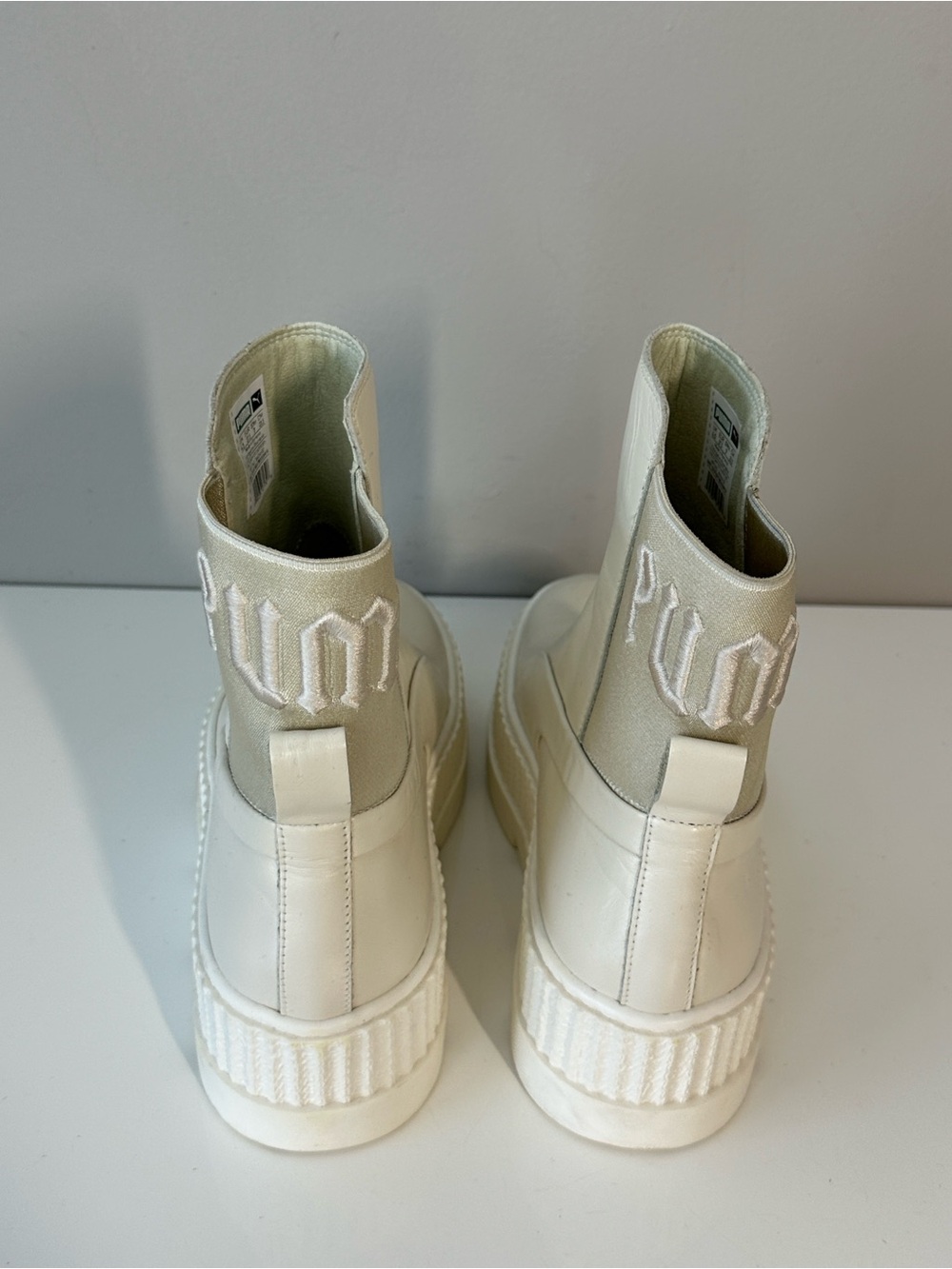 Puma Fenty by Rhianna Chelsea White Combat Boots Size 7 Punk - Picture 7 of 14